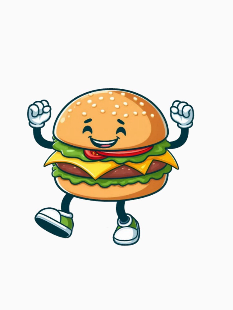 cartoon dancing burger in trainers by mr-mudge-store