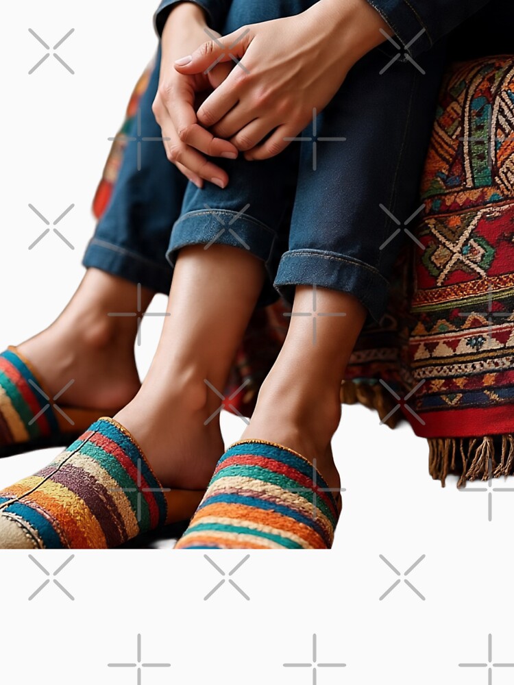 Boho Colorful Slippers Ethnic Textile Art by Hafcishop
