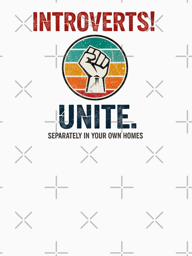 FUNNY QUOTES Introverts Unite – Vintage Fist Retro Introvert Statement Design by C3J7