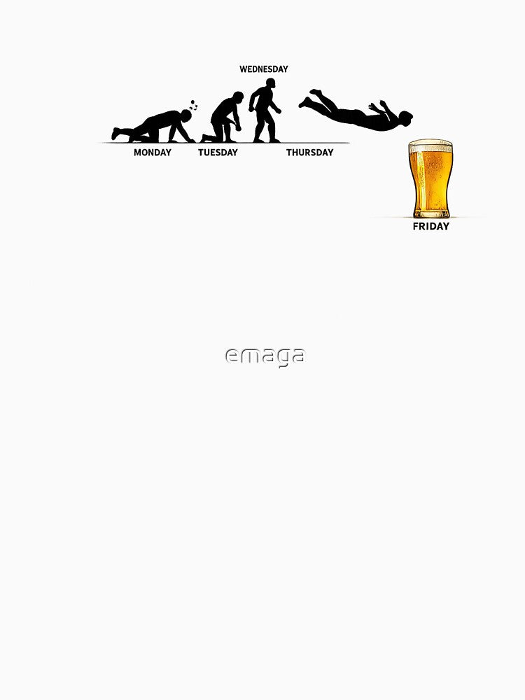 Monday to Friday Evolution - Funny Beer Lover Graphic by emaga