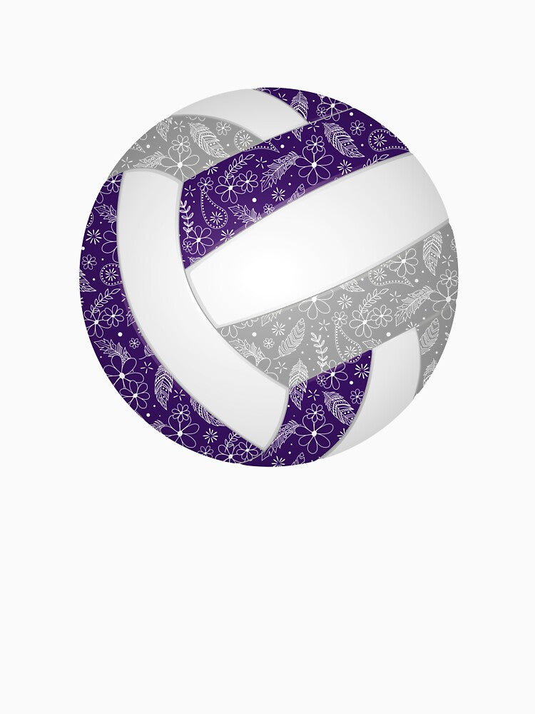 Boho feathers paisleys purple gray volleyball by katzdzynes