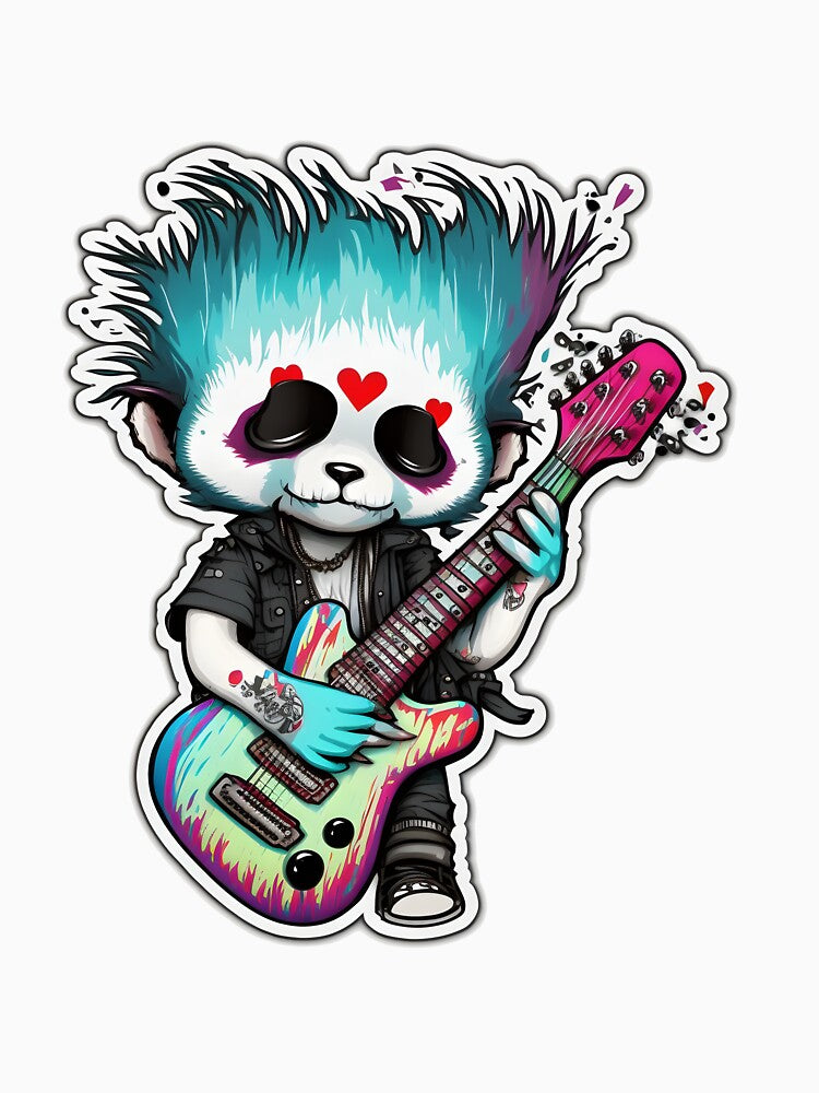Goth Panda EMO Rock Sticker - Goth Pandas Rock On by StreetShirts1
