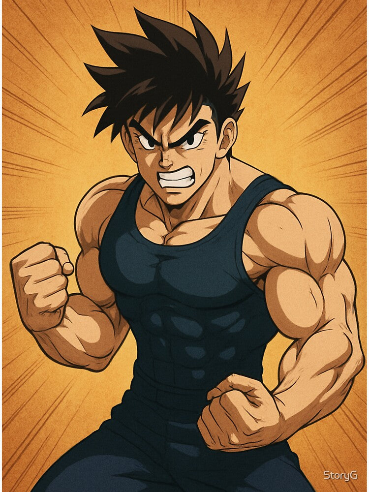 Angry Muscular Anime Warrior – Intense Action Character Art | Powerful Anime Fighter Illustration by StoryG