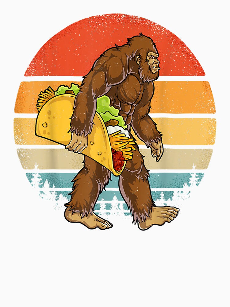 Bigfoot Carrying Taco Retro by HeatherJanis