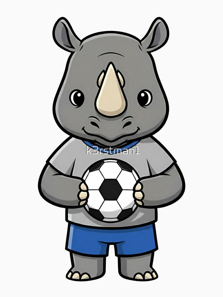 Rhino Soccer Player Mascot Cartoon by k3rstman1