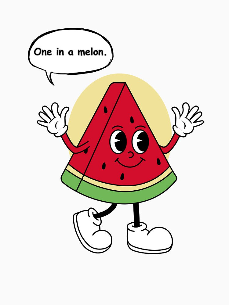 One in a Melon Funny Watermelon Pun – Cute Cartoon Fruit Sticker by RositaArtStudio