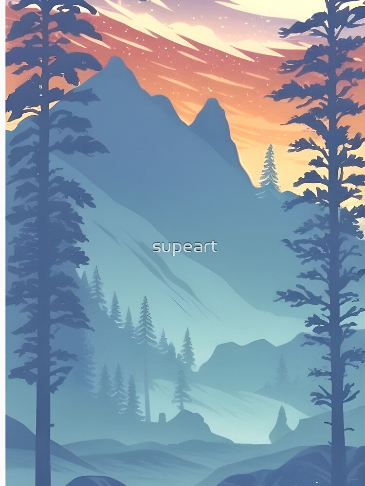 Enhance Your Space with Our Beautiful Collection of Minimalist Matte Painting of Beautiful Mountain Landscape in the Bavarian Alps Prints by supeart