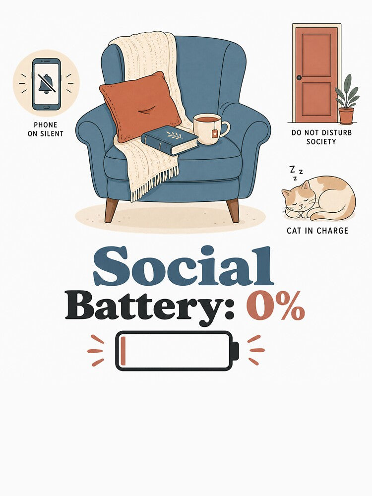 Social Battery 0% — Funny Introvert T-Shirt by WornWildCo