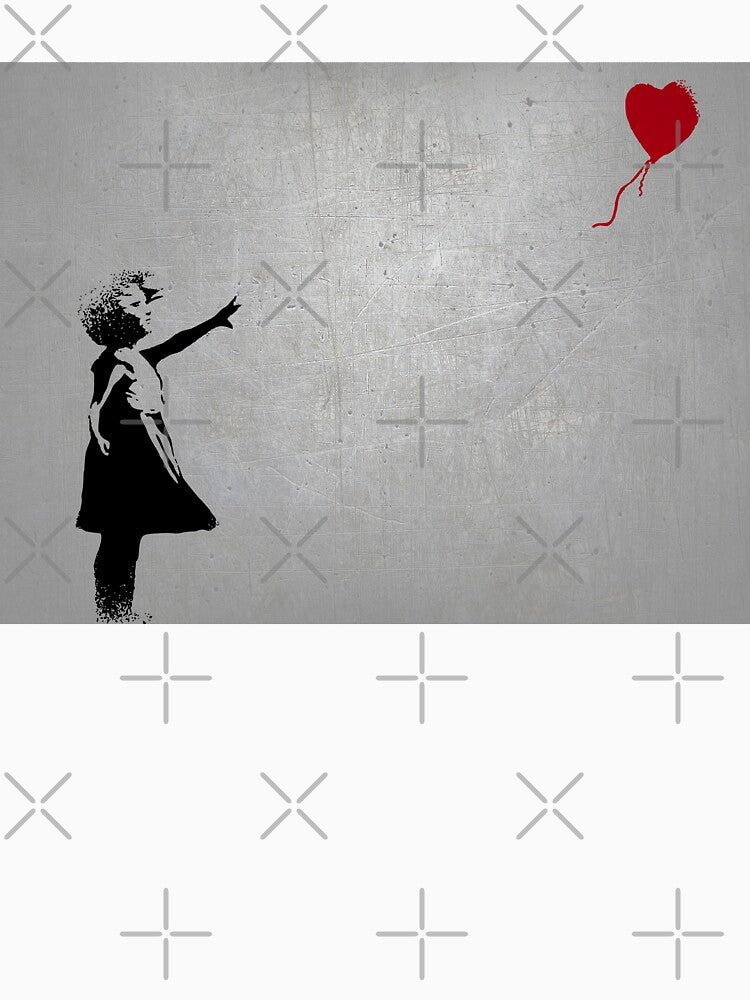 BANKSY STENCIL STYLE URBAN GRAFFITI SPRAY PAINT GIRL WITH BALLOON METCALLIC LANDSCAPE by kwiebe34