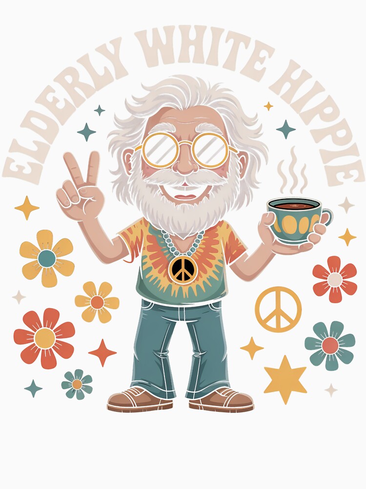 Elderly White Hippie Retro Design – Peace and Love Vintage Style by PosiMCreations