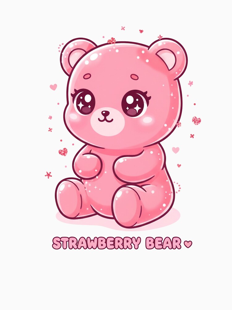 Kawaii Strawberry Bear – Cute Pink Aesthetic Teddy | Cute Kawaii Illustration by CuteOasis