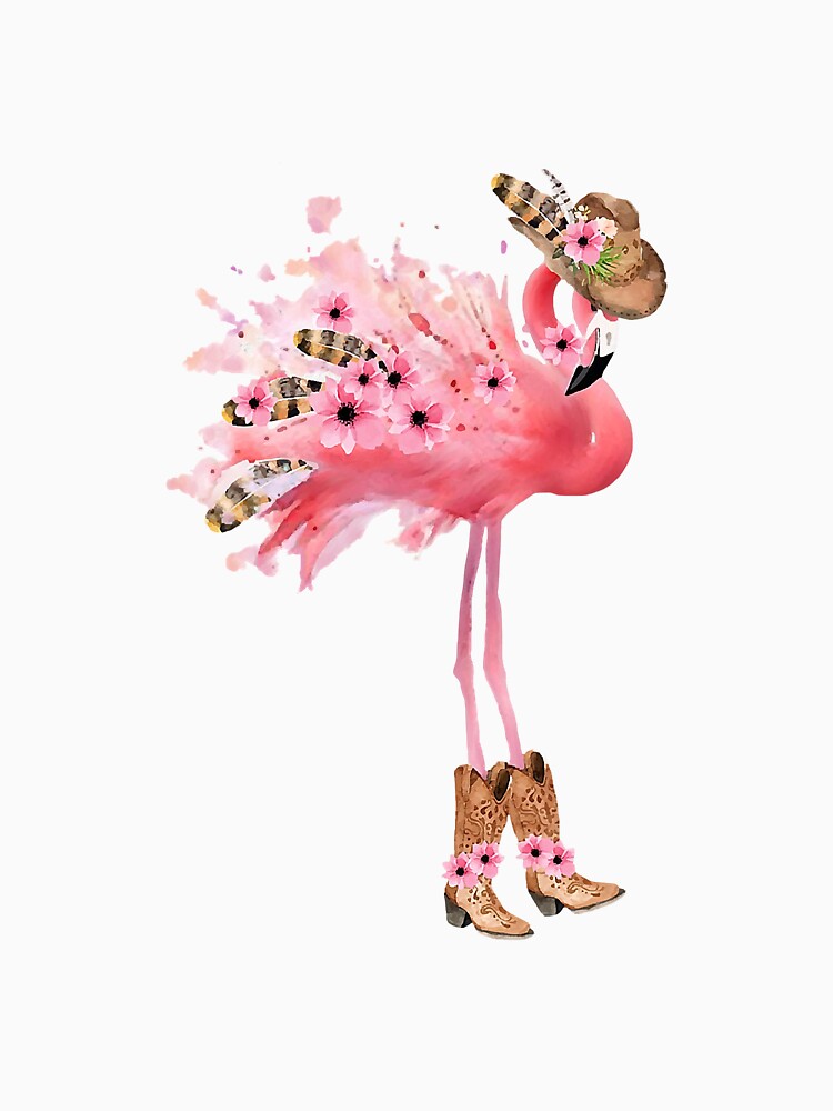 Western Boho Cowgirl Flamingo Print by YesterDayCheck
