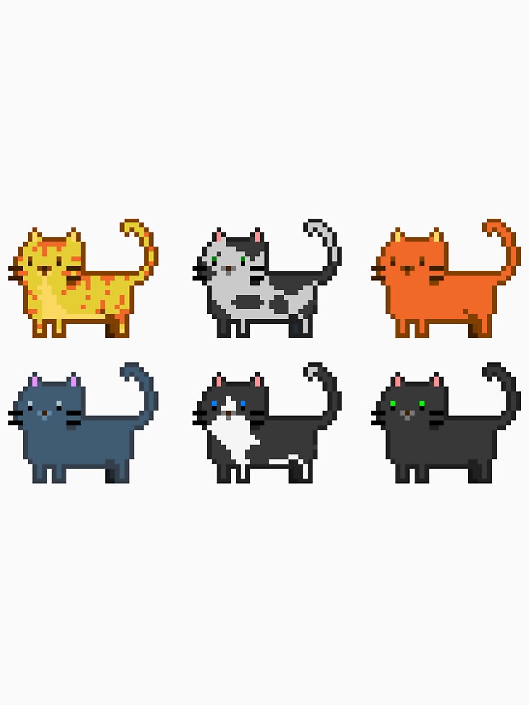 Cute Pixel Cats Two Rows by With Love, InspireMari