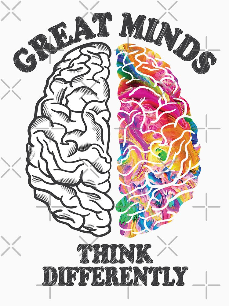 Great Minds Think Differently - Analytic Creative Brain Left Right by TheInkElephant