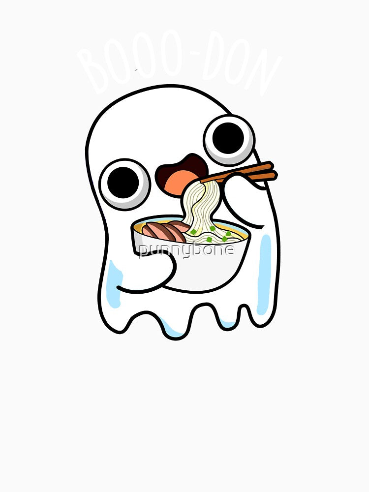 Boo-don Funny Ghost Udon Pun (Dark BG) by punnybone
