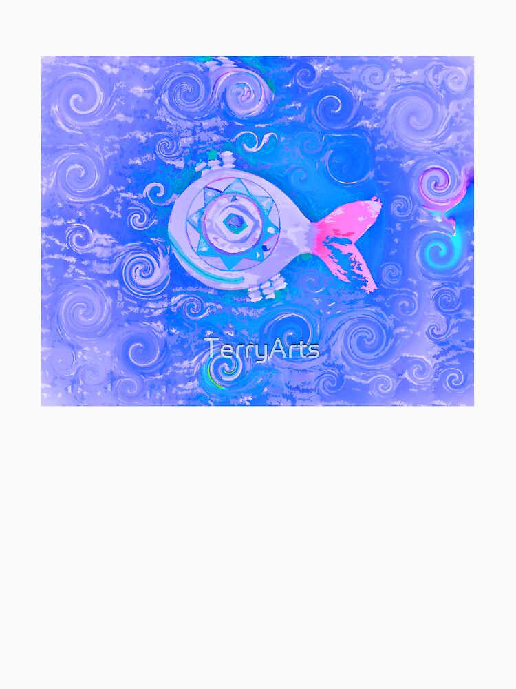 Bohemian Fish Groovy Hippie Vibes Coastal Boho Style Décor or Art 1 of 2 by Beachy