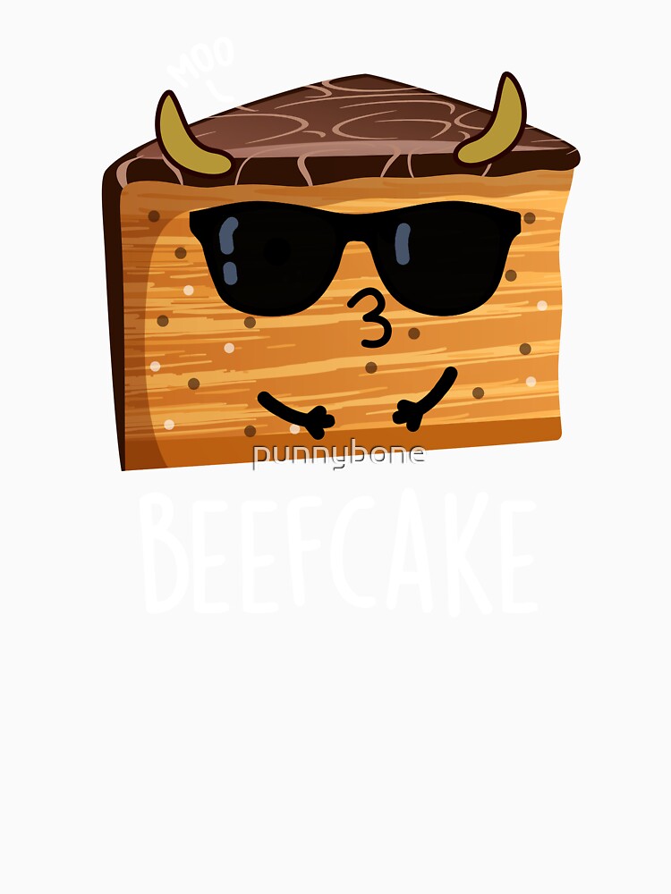 Beefcake Funny Cake Pun (Dark BG) by punnybone