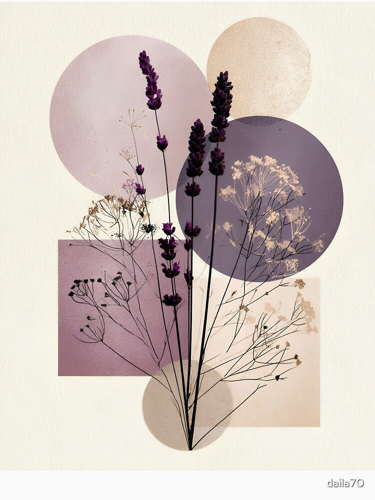 Boho Dried Lavender Purple Abstract Collage Art by daila70