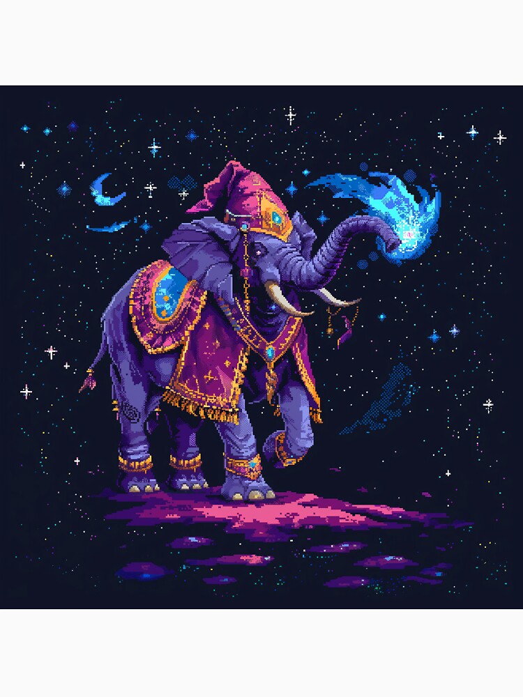 Cosmic Elephant Wizard Pixel Art by Kaos-Bit