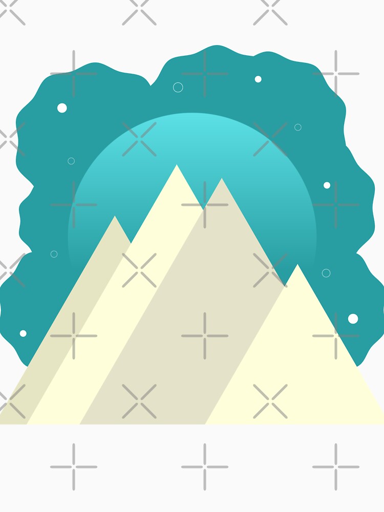 WHITE MOUNTAINS TEAL NIGHT SKY - WINTER VERSION MINIMALIST ILLUSTRATION Teal BG by MiraiDesigns by miraidesigns