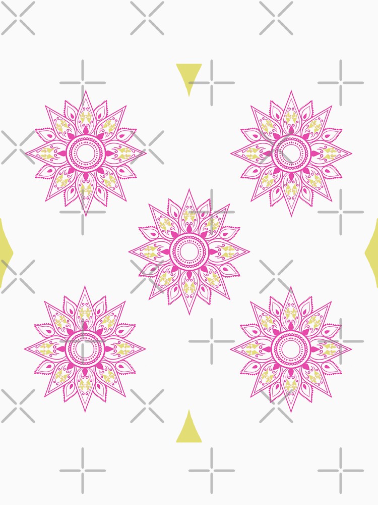 Flower patterns magenta on black by Chaoticzarts