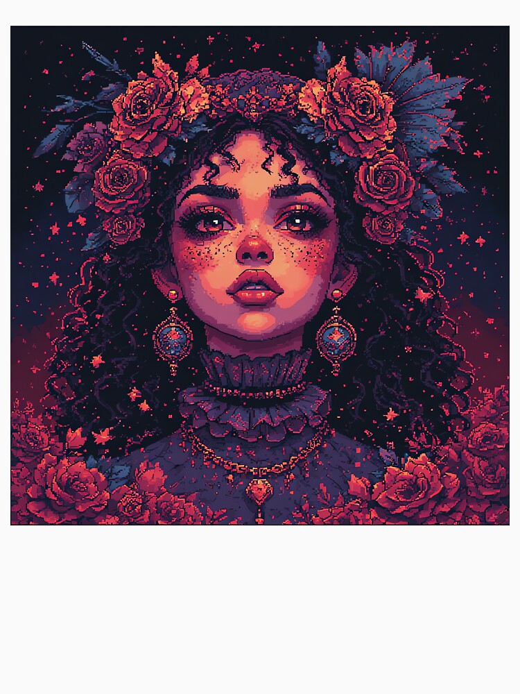 Retro Beautiful Girl Red Flowers by jimcaza