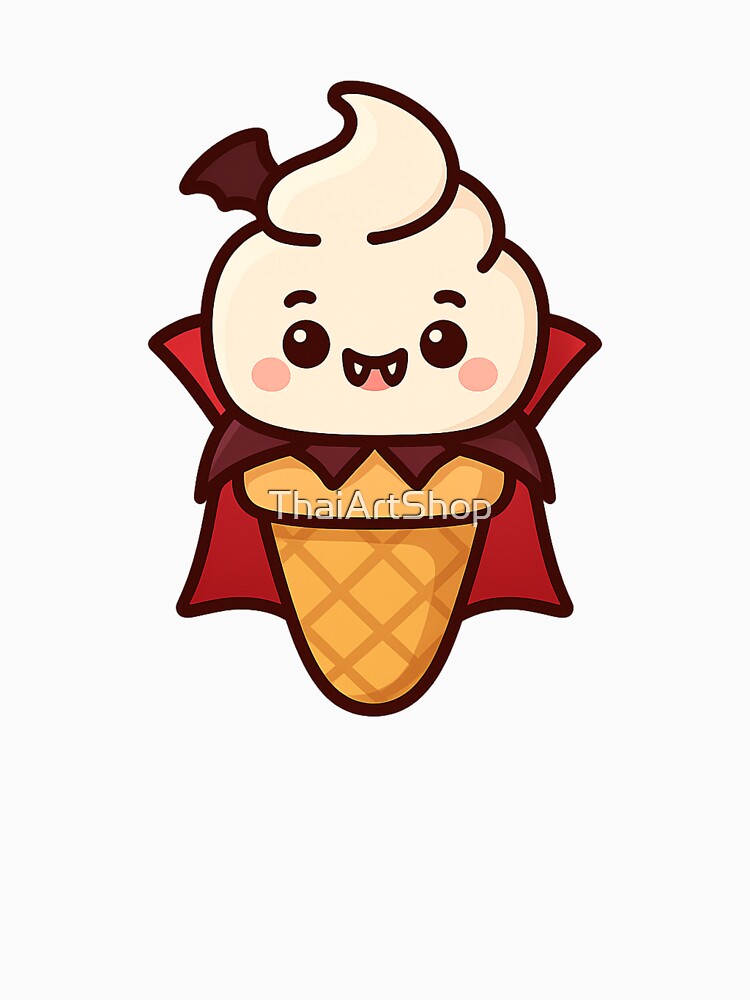 Kawaii Halloween Vampire Ice Cream Cone Cute Spooky Dessert by ThaiArtShop