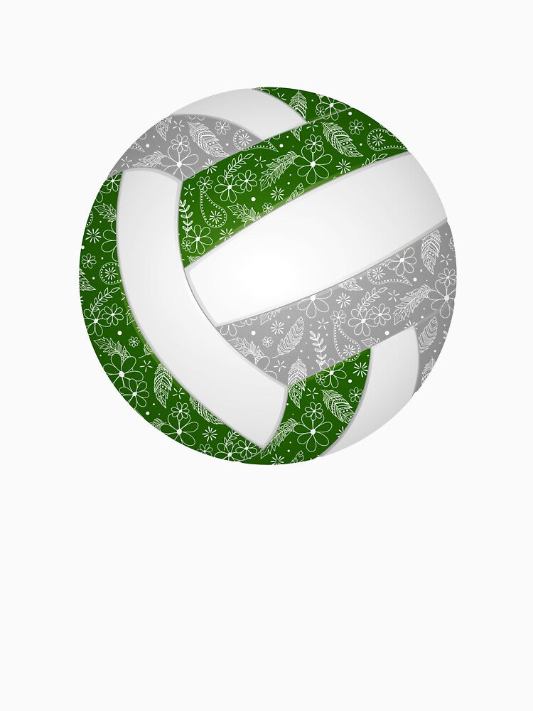 Green gray boho floral doodle volleyball by katzdzynes