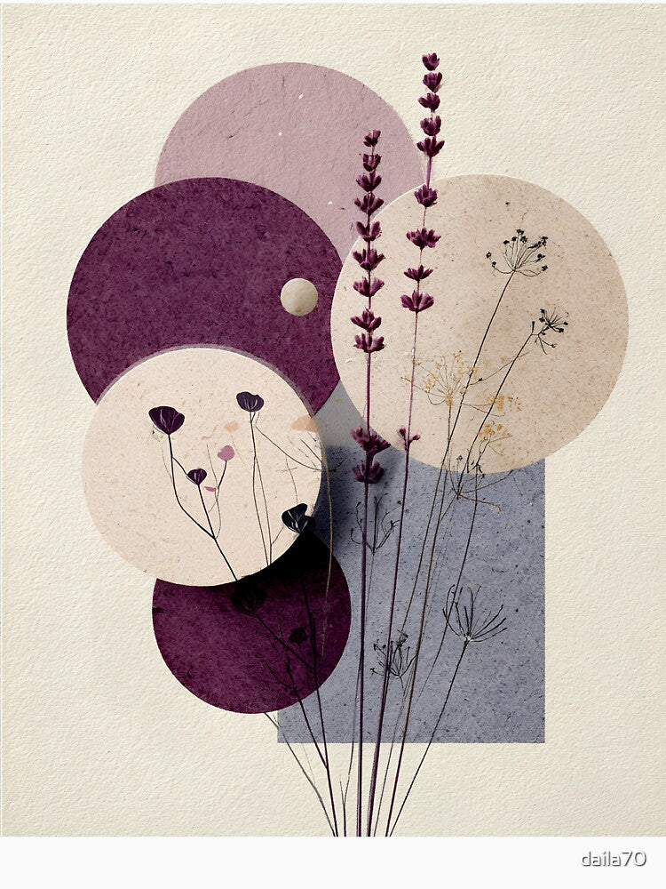 Boho Botanical Collage Lilac and Mauve Floral Art by daila70