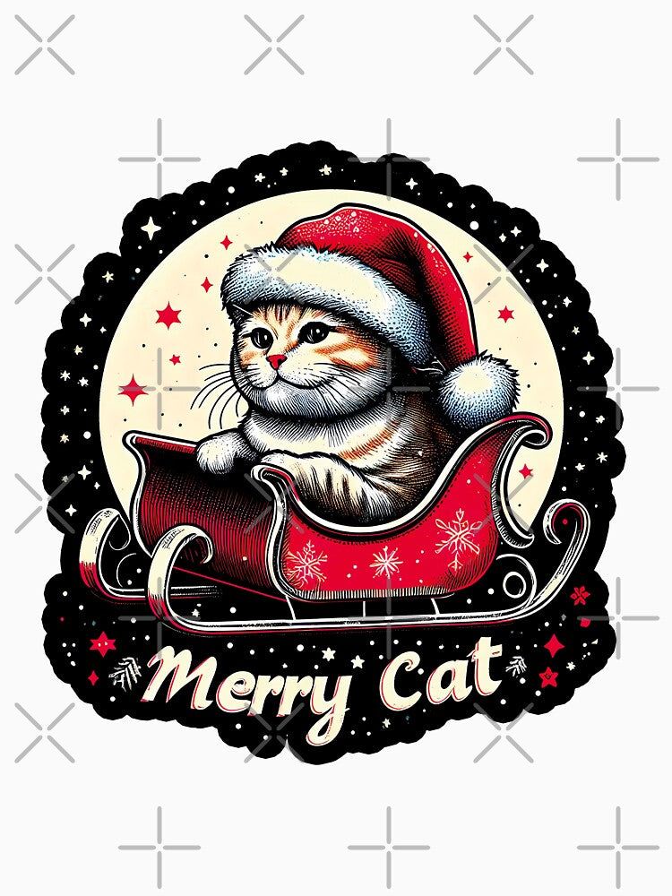 Funny Christmas Cat T-Shirt by PrintyArts