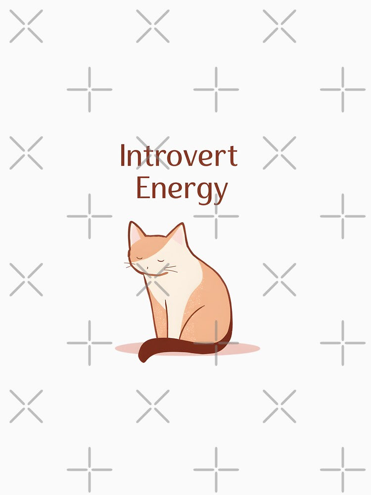 Introvert Energy Cat Minimal Design – Calm Quiet Cat Aesthetic by Kavya Art