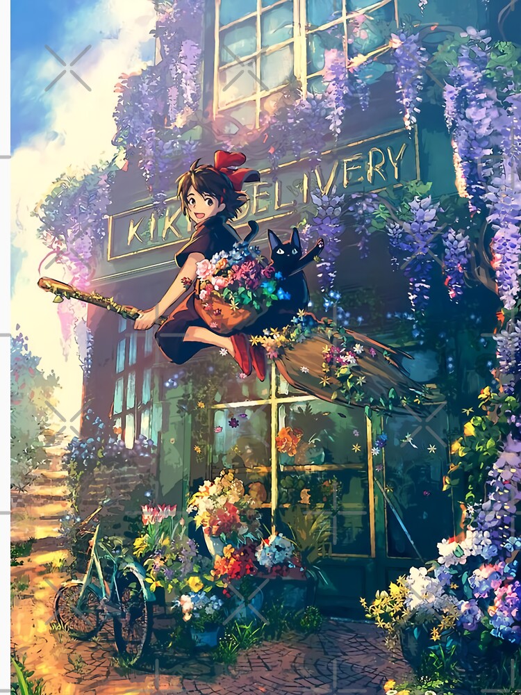 Cute kawaii art girl [kiki's] go -%[ghiblis]%- flying away sky by Wenddys