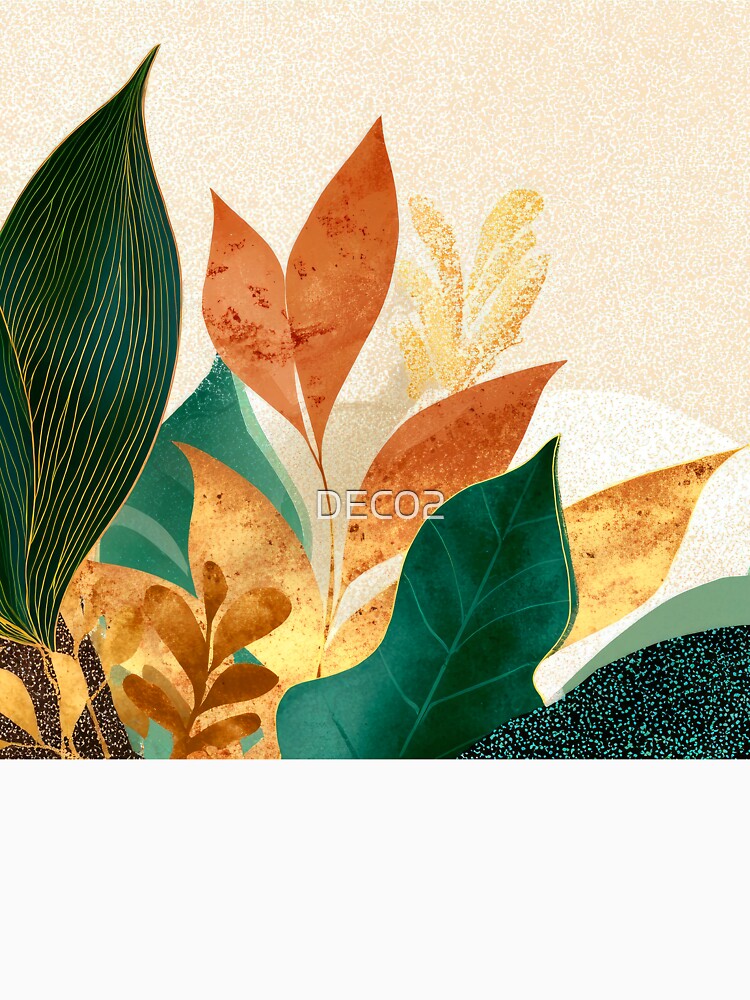 Boho Botanical Leaves Elegant Design On Spackled Ecru by DEC02