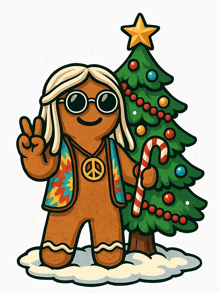 Hippie Christmas Gingerbread Man 70s Men Women Hippie by BlueBerry-Pengu