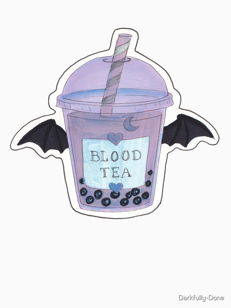 Blood Tea Bat Wing Boba — Pastel Goth Creepy Cute Bubble Tea Art by Darkfully-Done
