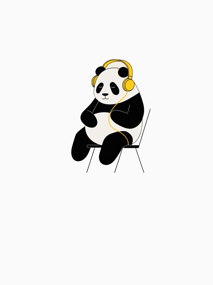 Panda minimalista escuchando musica by PandArtStudio