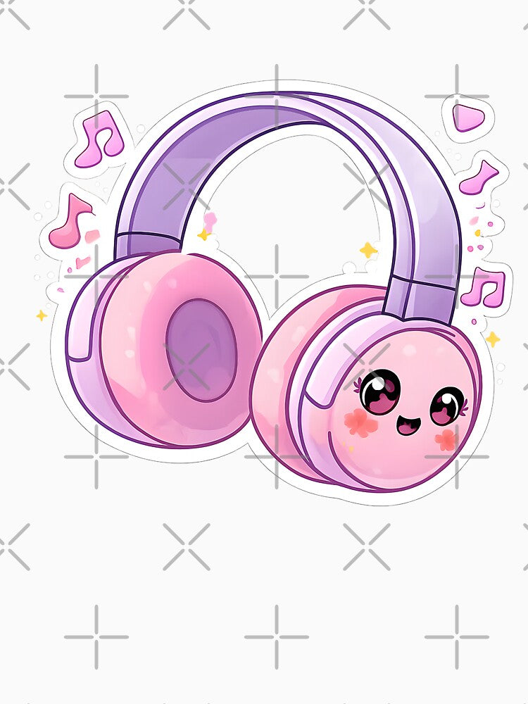Cute Kawaii Headphones – Music Lover Aesthetic Sticker by DesignEG