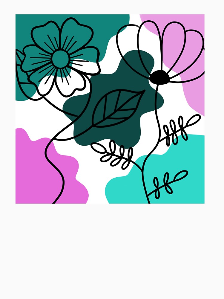 Turquoise And Pink Boho Flower Minimalism by Sartoris Art