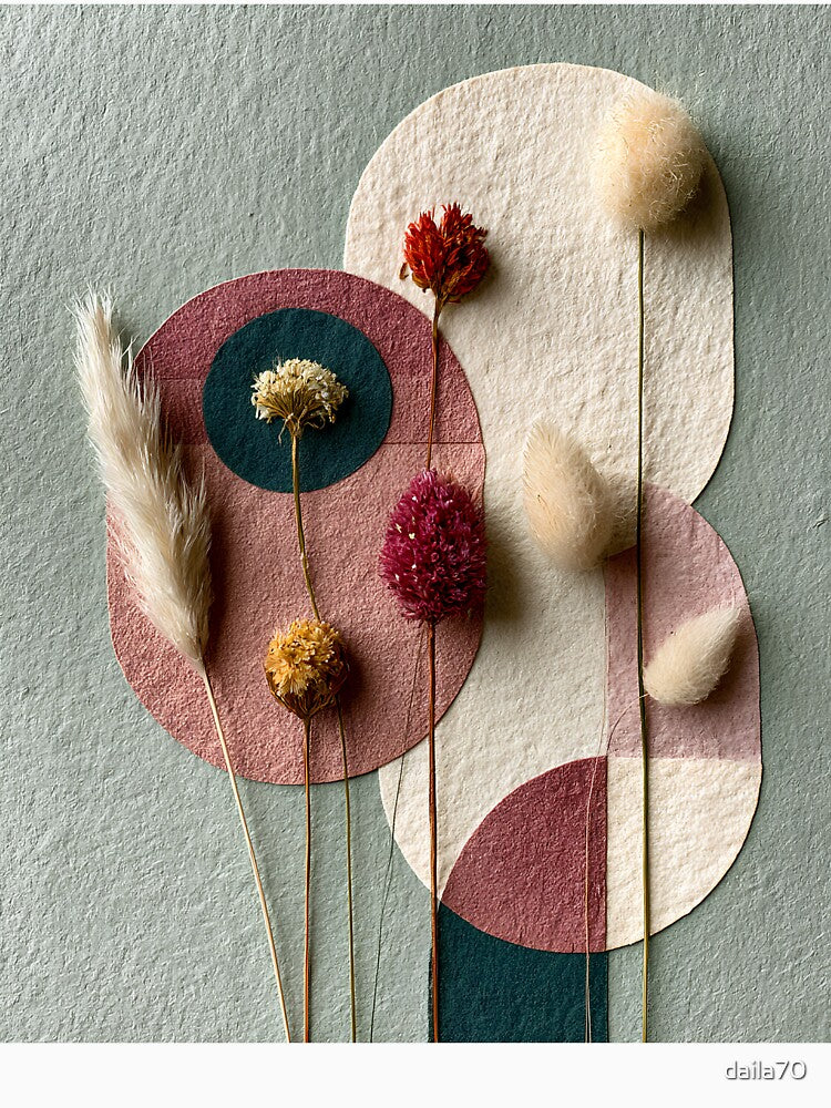 Boho Botanical Collage Sage and Terracotta Pastel by daila70