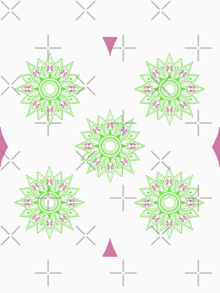 Flower patterns green on black by Chaoticzarts