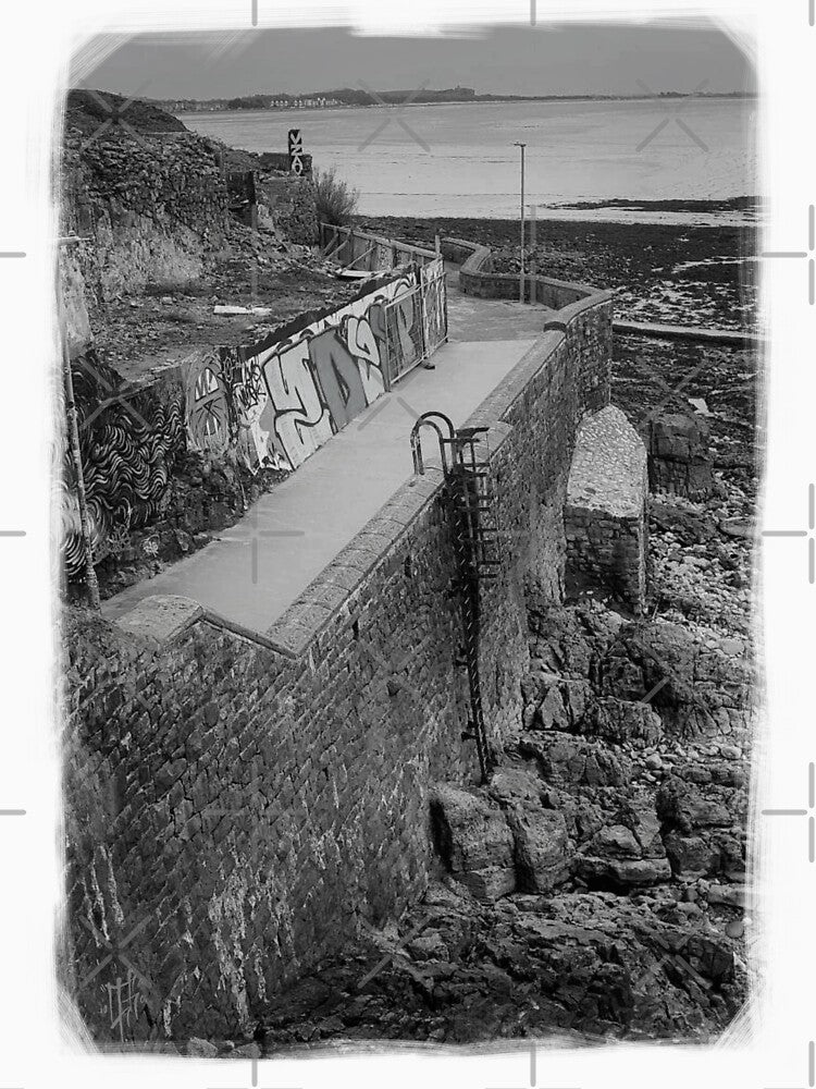 Black and White Urban Beach Decay | Uk Beach Graffiti | Weston super mare urban exploration photography | by Mitch616Art
