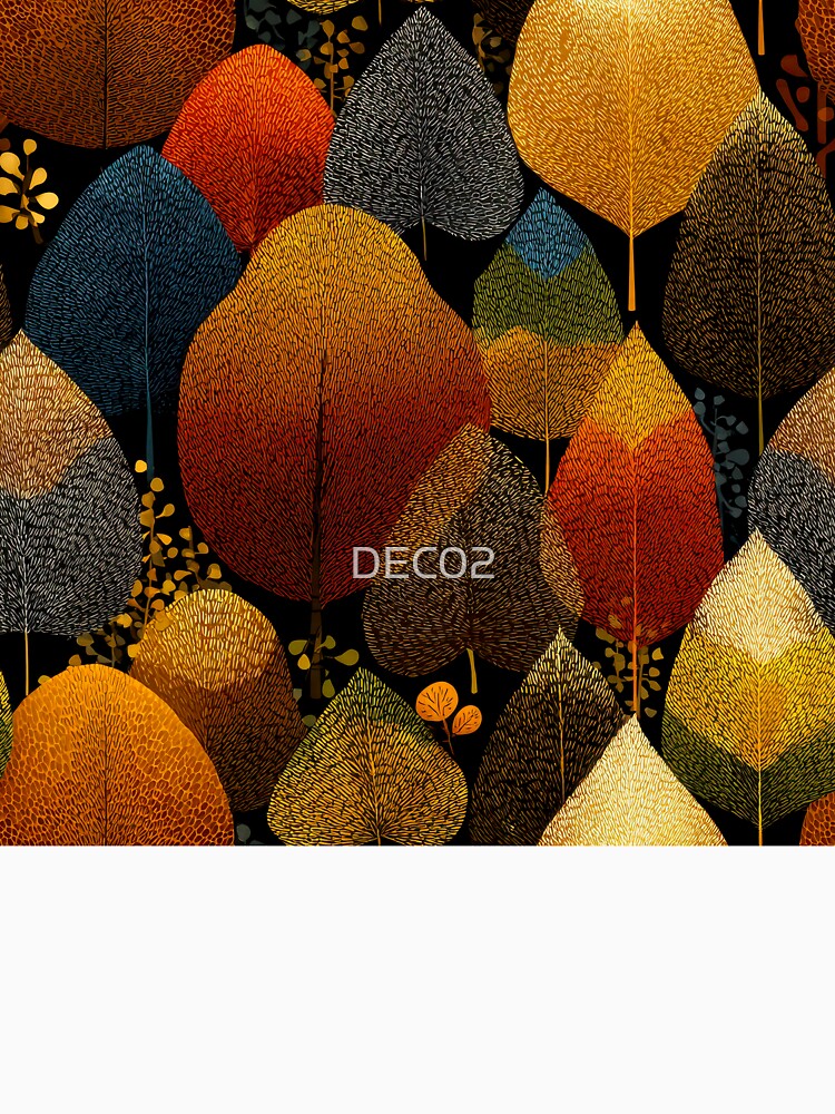 Boho Leaves Textured Designs In Fall Golden Hues by DEC02