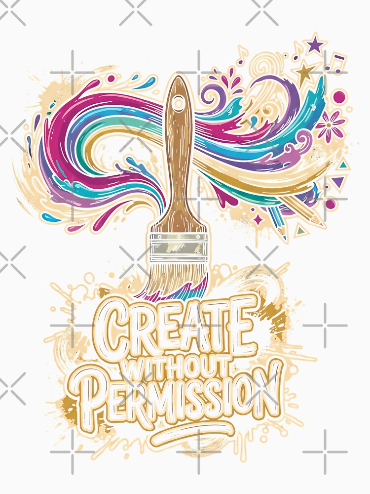Create Without Permission – Vibrant Artistic Freedom Retro Design by DesignDoodleArt