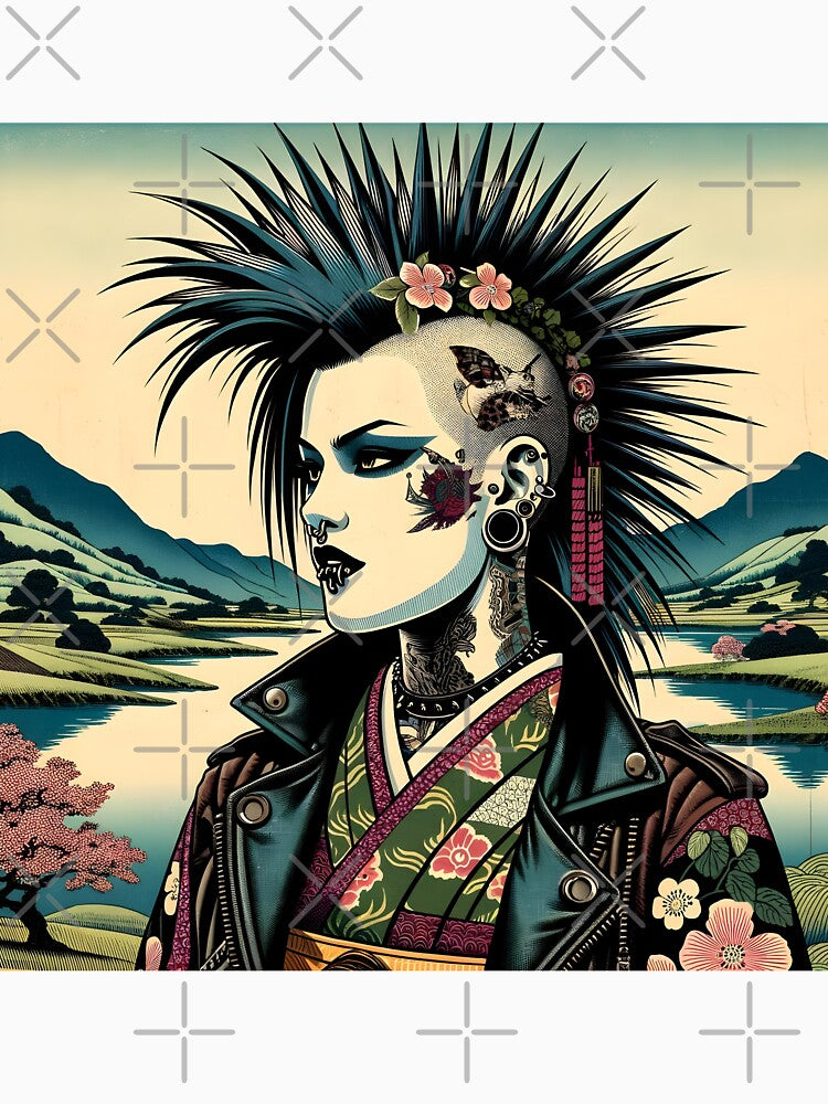 Japanese Woodblock of a female Punk by Truck Stop One