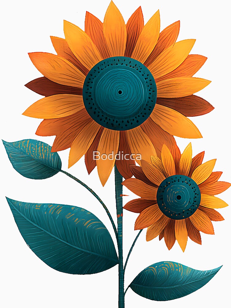 Modern Minimalist Sunflower Duo by Boddicca