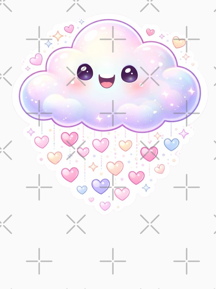 Kawaii Cloud Love Rain Sticker | Cute Pastel Heart Cloud Aesthetic | Soft Girl Dreamy Vibes by Dasts Cart