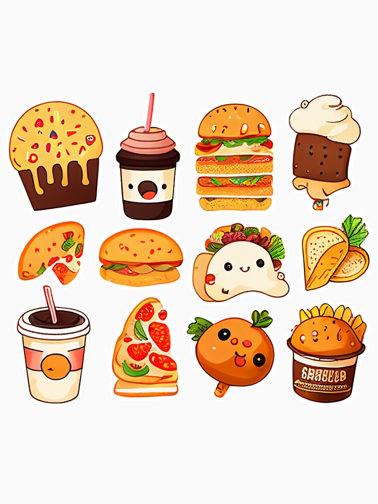 #6 Cute happy food sticker pack by KawaiiFoodArt