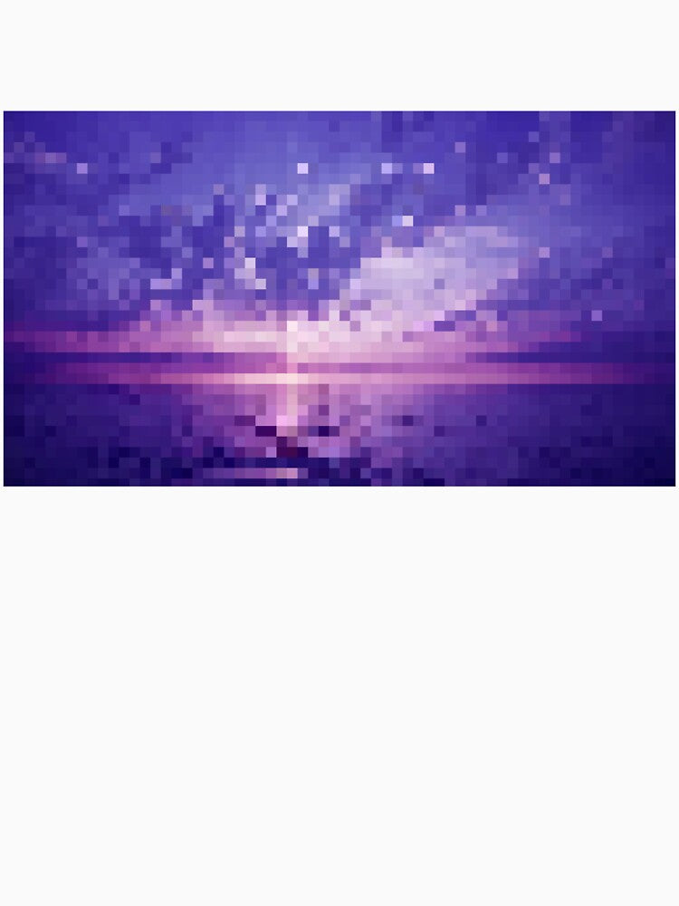 Pixelated Purple Ocean Sunset by Potato Quality Prints