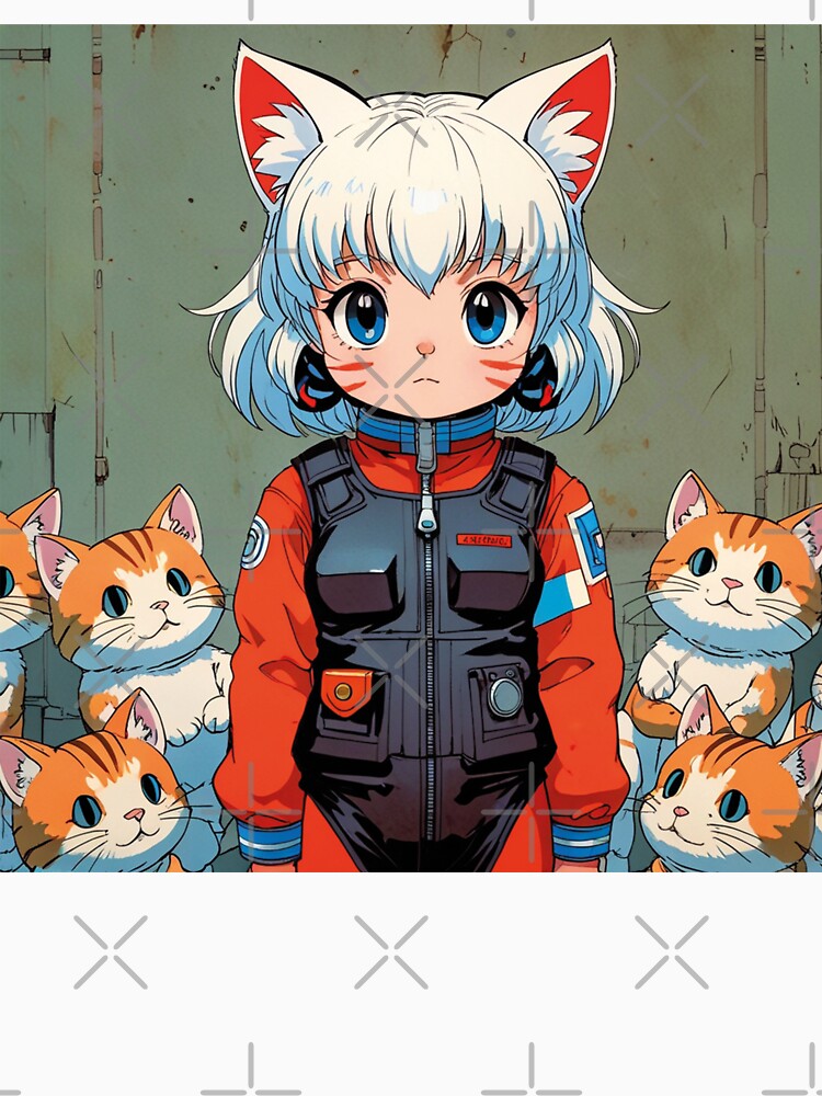 Kawaii girl with fat and tender kittens by MerlinWear
