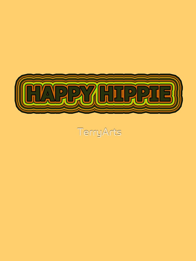 Happy Hippie Words Earthy Tones Hippie Vibes Retro Lines 4 of 4 by Beachy
